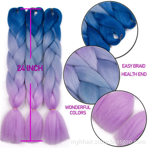 10 Piece Synthetic hair pre stretched Crochet Hair 24 inch Ombre Braiding Hair for Women extensions Wholesale Cheap Jumbo Braid